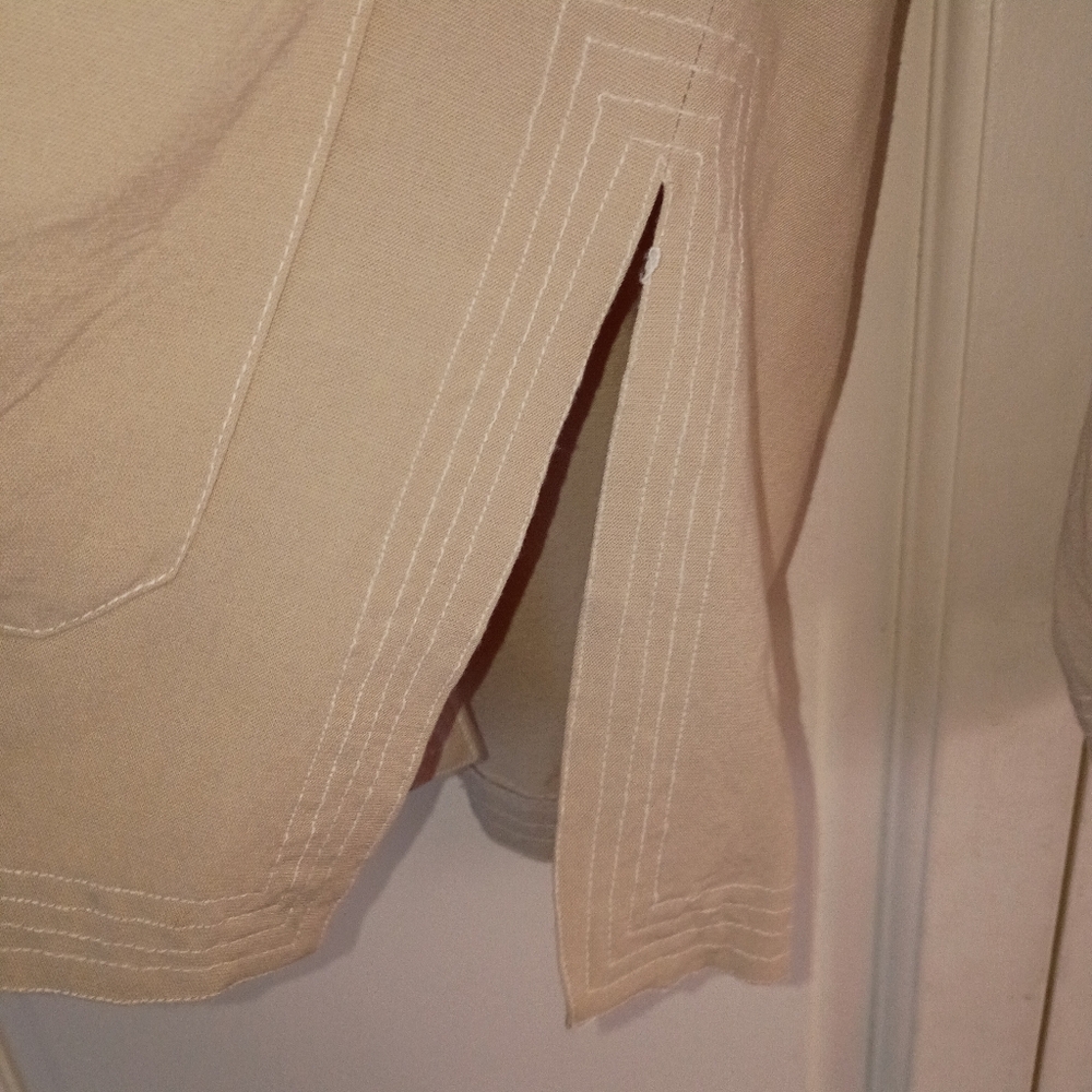 Beige Embroidered Traditional  Jacket .Pit To Put 21" - Picture 4 of 6